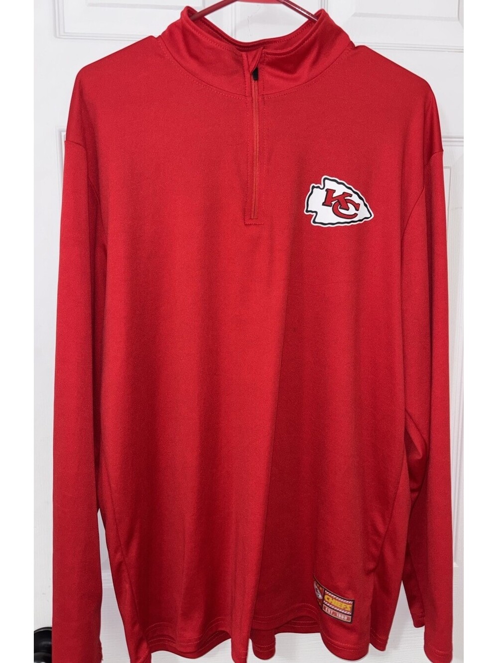Ultra Game NFL Kansas City Chiefs Quarter Zip Long Sleeve RED T-Shirt XL